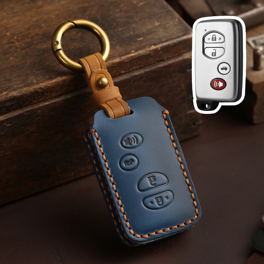 Étui de clé de voiture en cuir Crown pour Toyota Camry Highlander, 3 ou 4 boutons