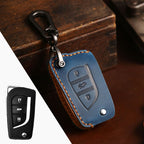 Carsine Toyota Leather Car Key Cover 3 Button Blue / 3 Button