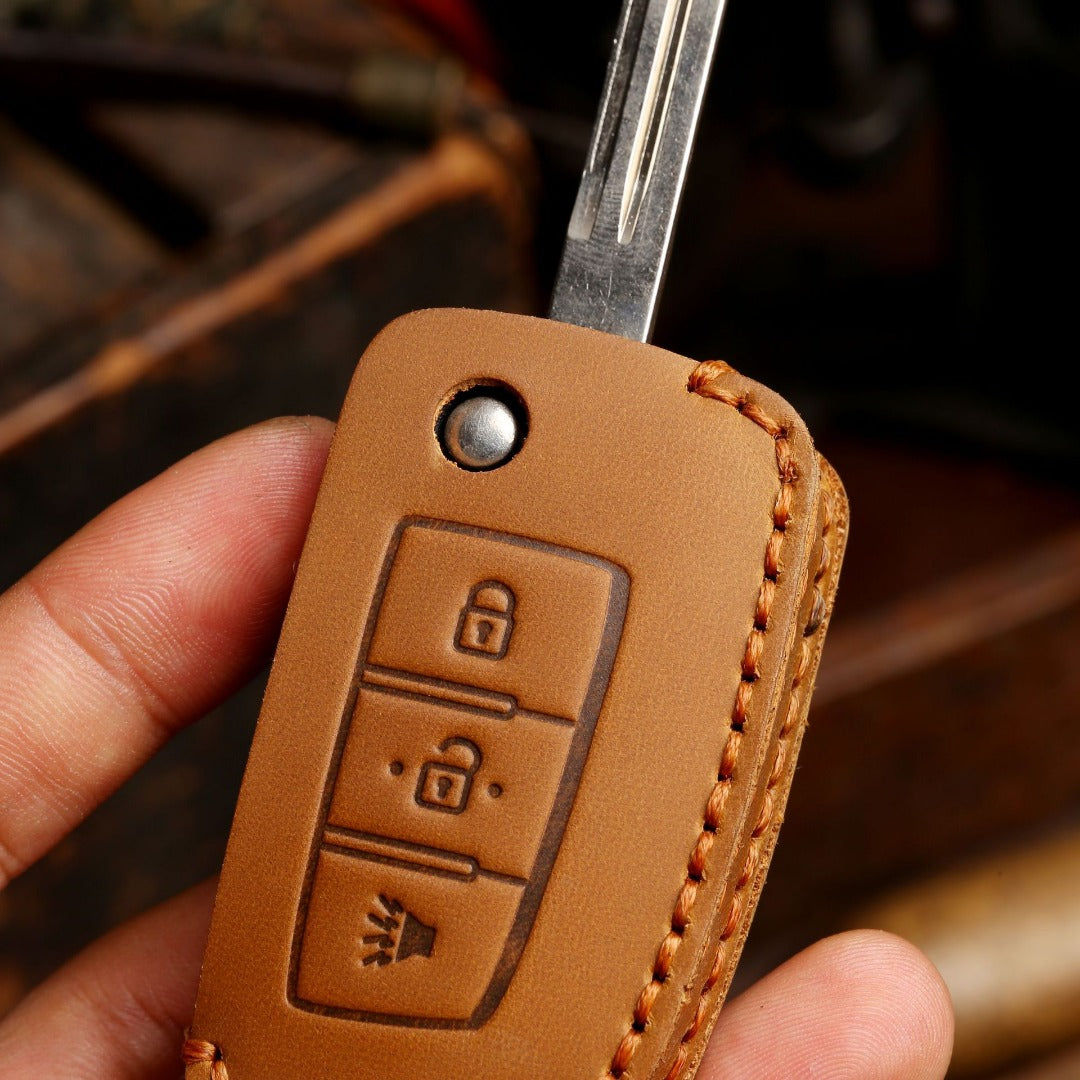 Étui de clé de voiture en cuir pour Nissan Sylphy, Tiida, X-Trail, Qashqai, Kicks, 2 ou 3 boutons