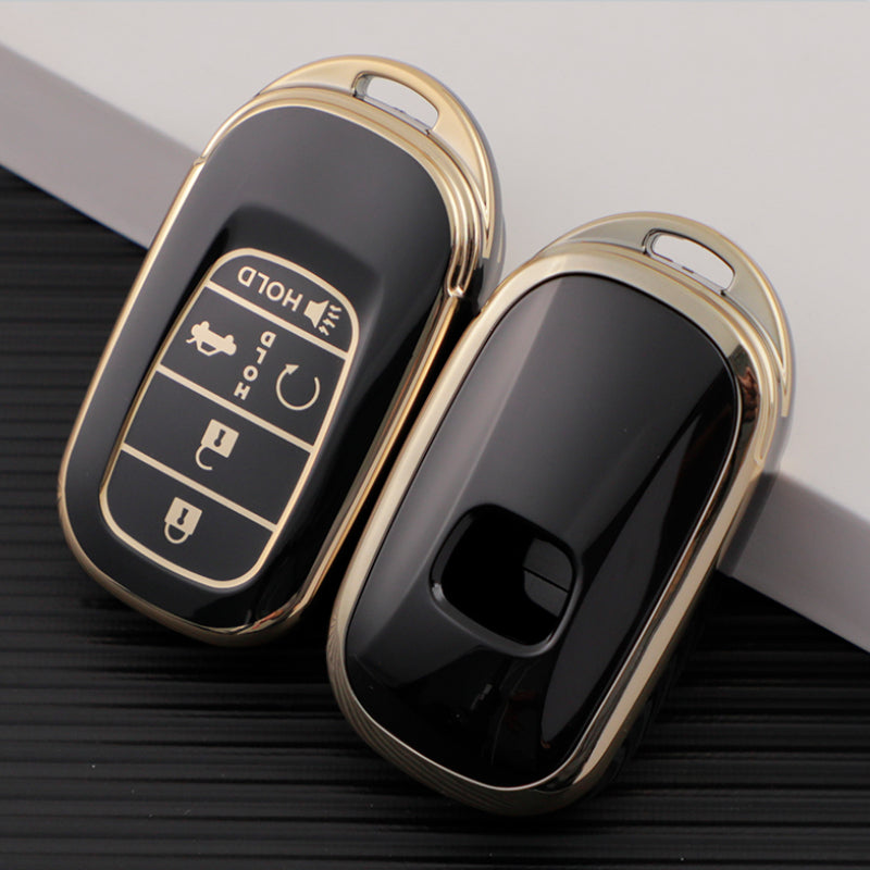 Carsine Golden Edge TPU key fob cover for Honda Fit Jazz City - front view