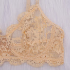 Goldene Spitzen-Strumpfhalter, geraffte, sexy Dessous, 2-teiliges Set