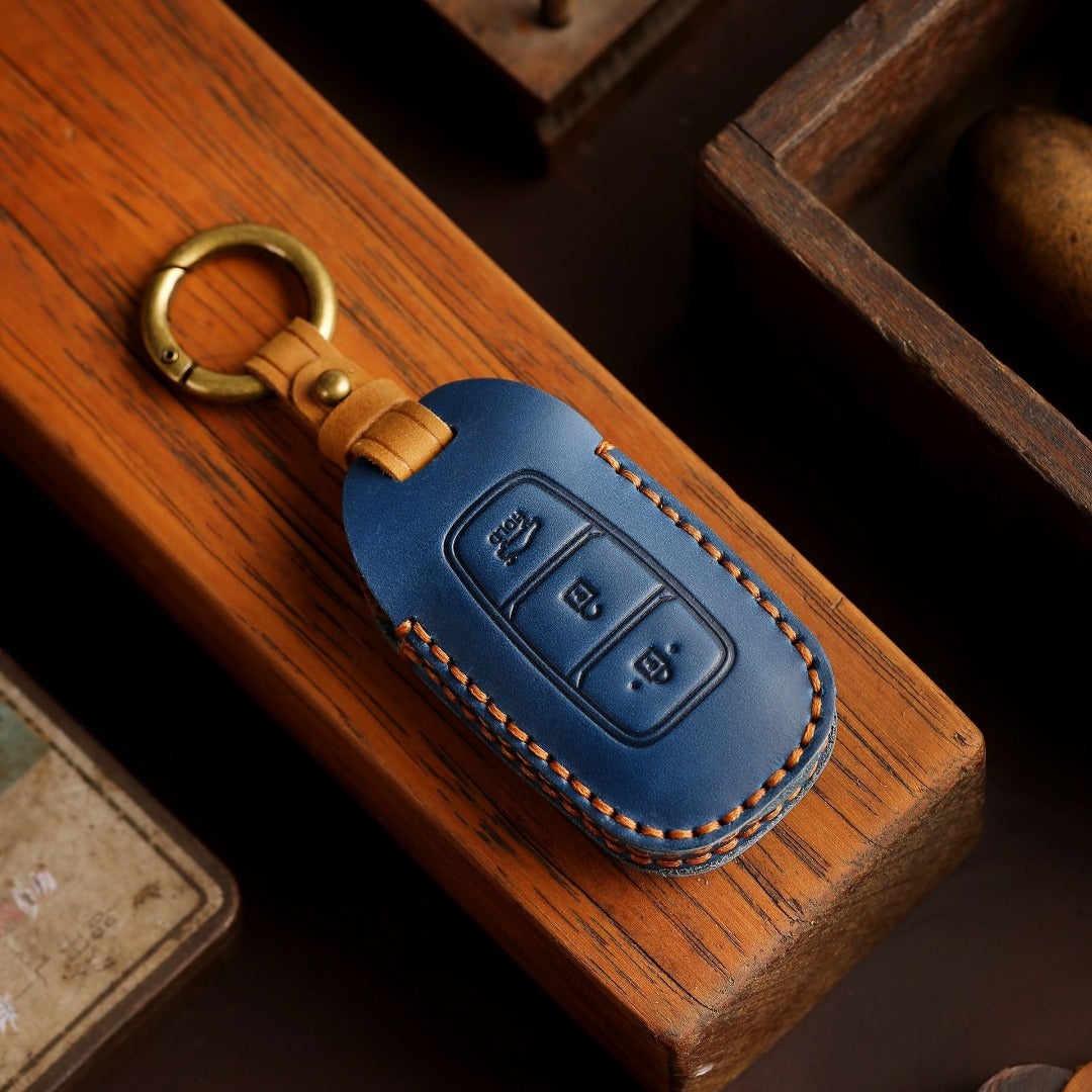 Étui de clé de voiture en cuir pour Hyundai Elantra, 3 boutons