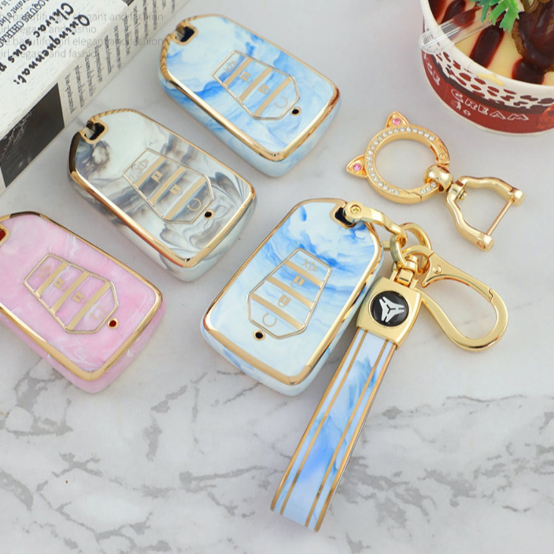 Étui pour clé de voiture Isuzu en or incrusté de jade