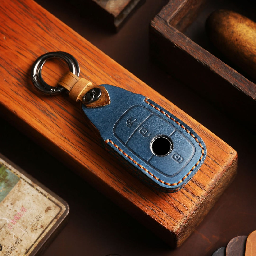 Carsine Mercedes Benz Leather Car Key Cover 3,4 Button Black / 3 Button