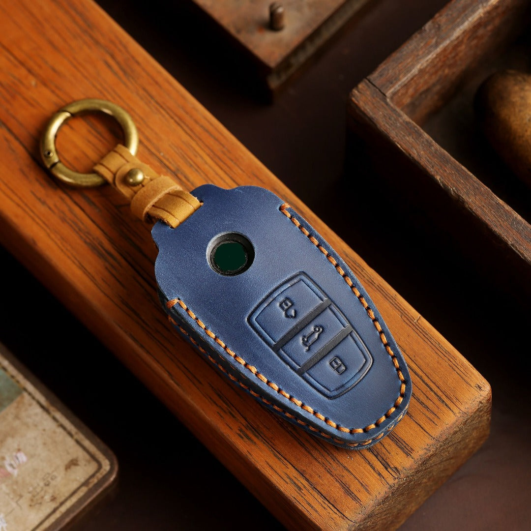 Étui de clé de voiture en cuir pour Volkswagen Touareg, 3 boutons