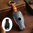 Carsine Mercedes Benz Leather Car Key Cover 2,3 Button Blue / 2 Button