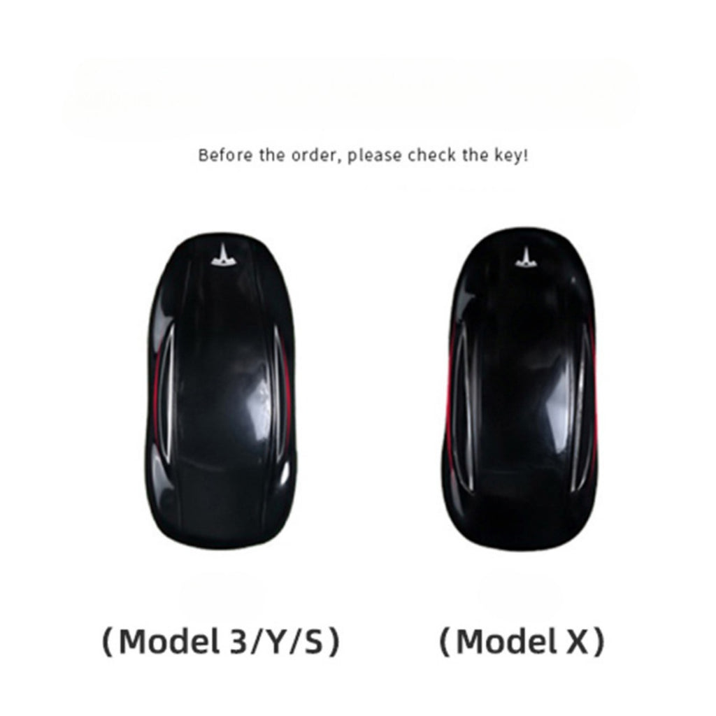 Carsine Tesla Leather Car Key Cover Black / Model 3/Y/S