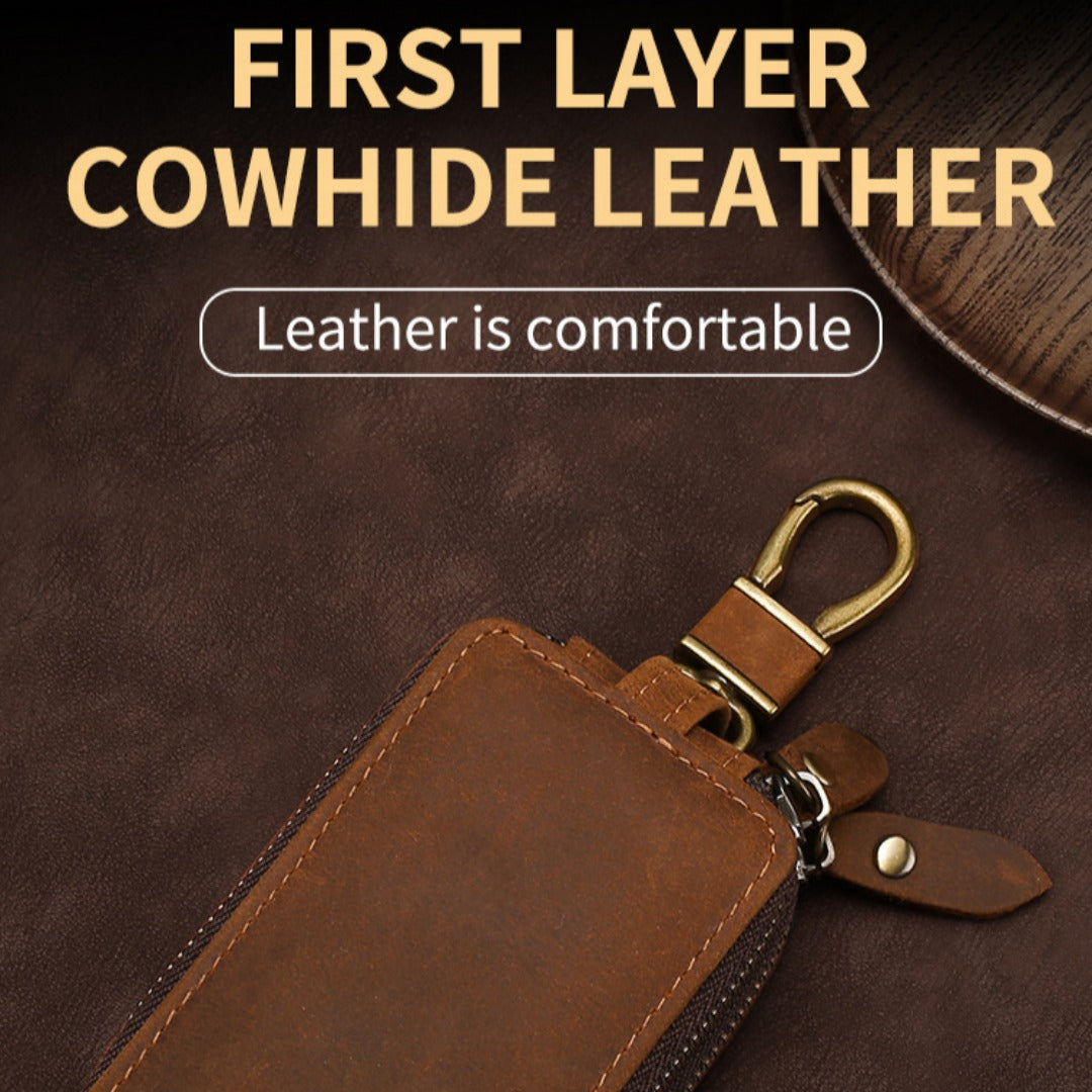 Universelle doppellagige Autoschlüsseltasche aus Leder, passend für alle Modelle