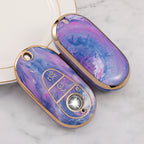 Carsine Mercedes Benz Car Key Case Gold Inlaid With Jade Purple / Key case