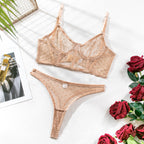 Polka Dot Mesh Ultra-Thin See-Through Sexy Bra 2-Piece Set G string Thong