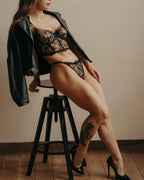 Durchsichtiger, länglicher BH und Slip, 2-teiliges Set, G-String und Tanga