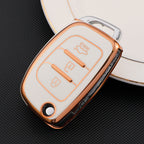 Carsine Hyundai Car Key Case Golden Edge White / Key case