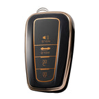 Carsine Toyota Car Key Case Golden Edge 4 Buttons / Black / Key case