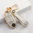Carsine Nissan Car Key Case Gold Inlaid With Jade Grey / Key case + strap
