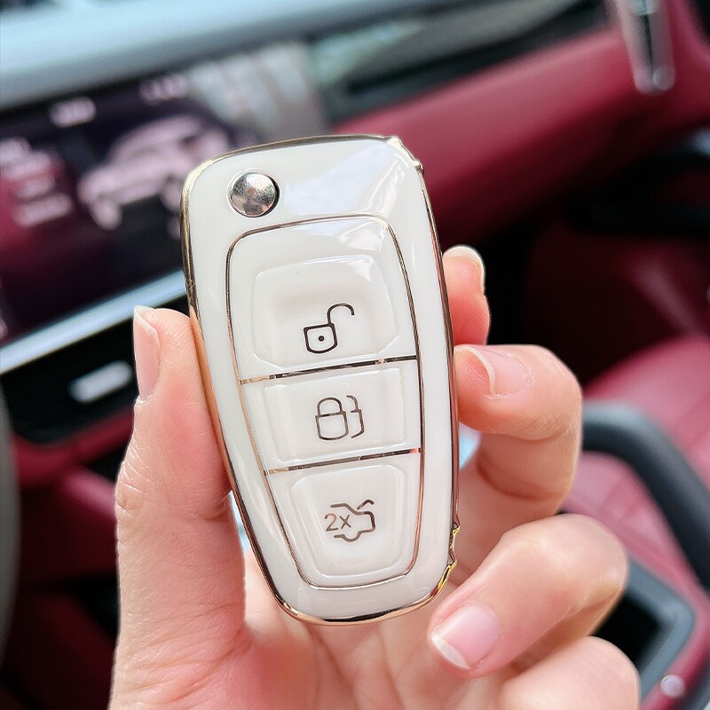 Carsine Ford Car Key Case Golden Edge White / Key case
