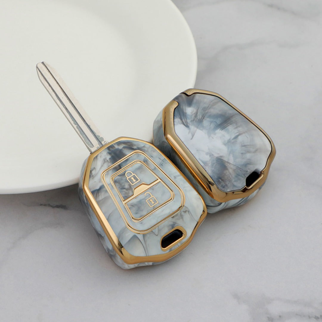 Étui pour clé de voiture Isuzu en or incrusté de jade