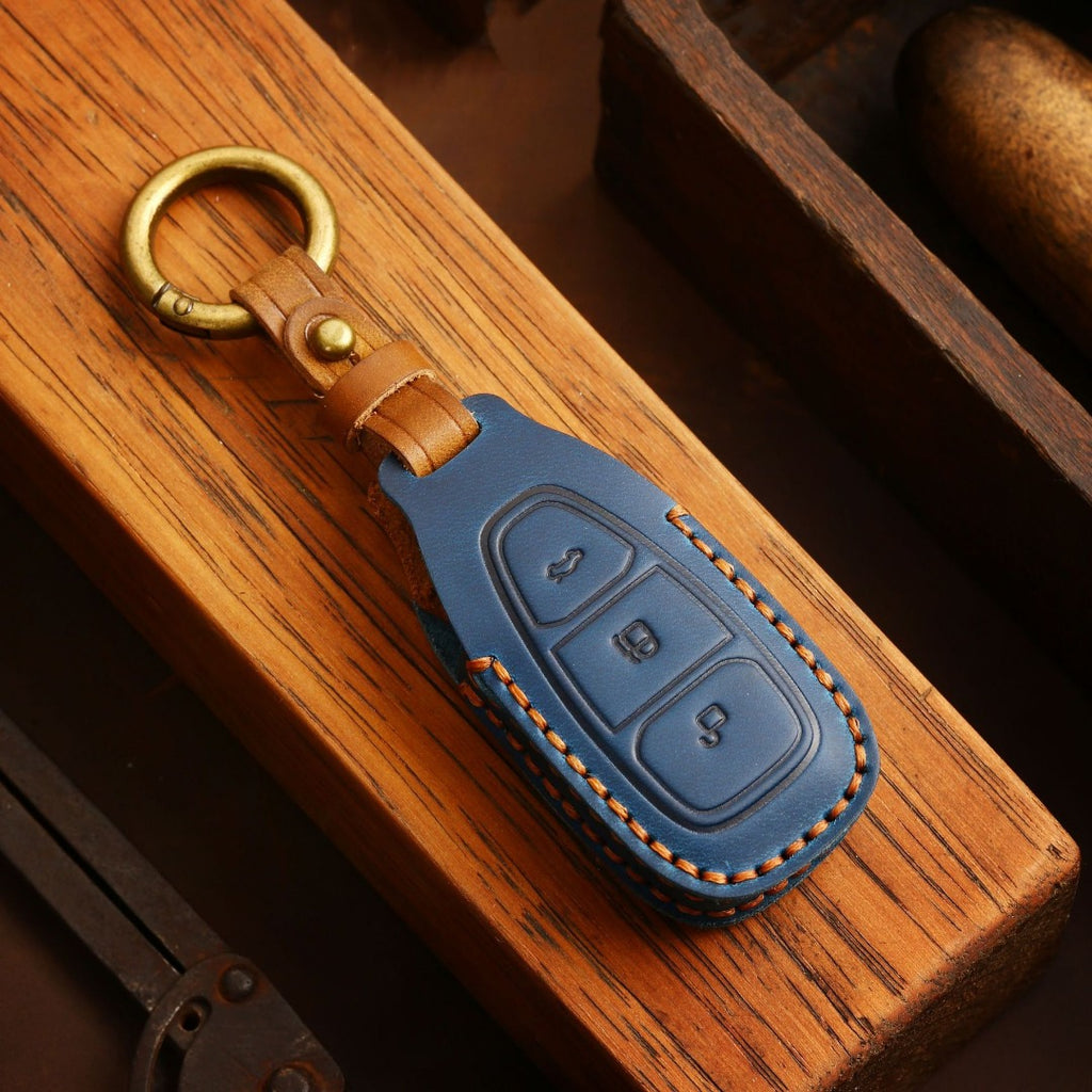 Étui de clé de voiture en cuir Ford EcoSport Focus à 3 boutons