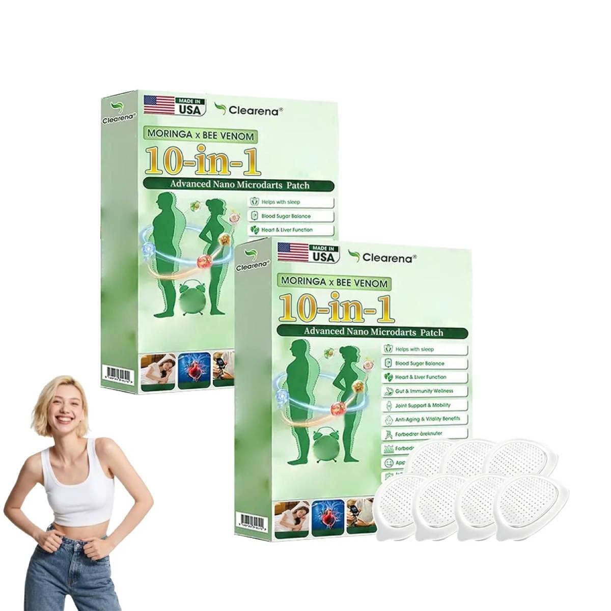Clearena Moringa 10-in-1 Advanced Nano Microdarts Patch, 2026 New Clearena Moringa Patch, Natural Slim Patches for Women and Men - Gentle Formula for All Skin