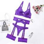 String violet sexy pour femme, avec jarretières.