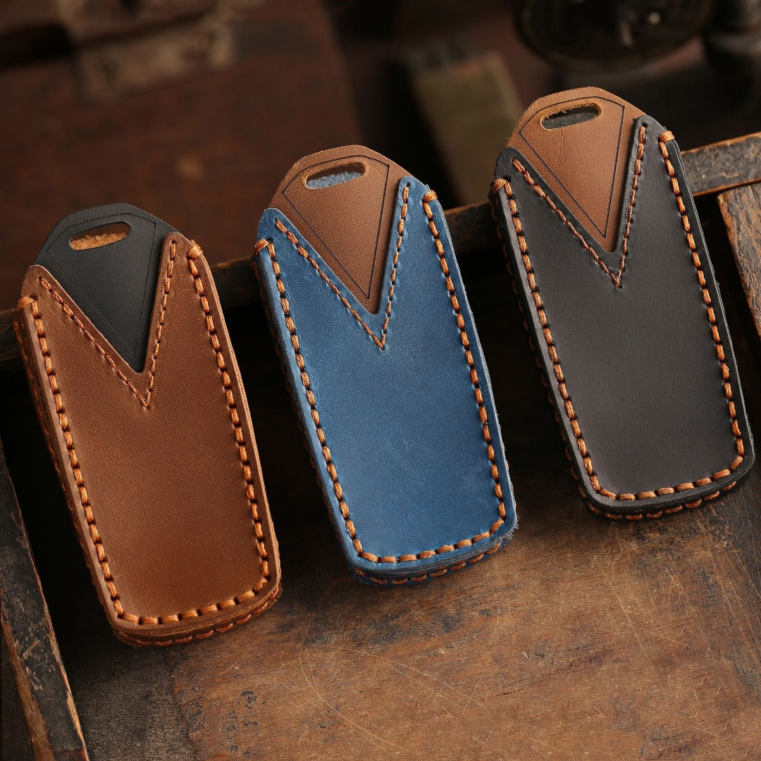 Volkswagen Touareg Autoschlüsselhülle aus Leder mit 3 Tasten