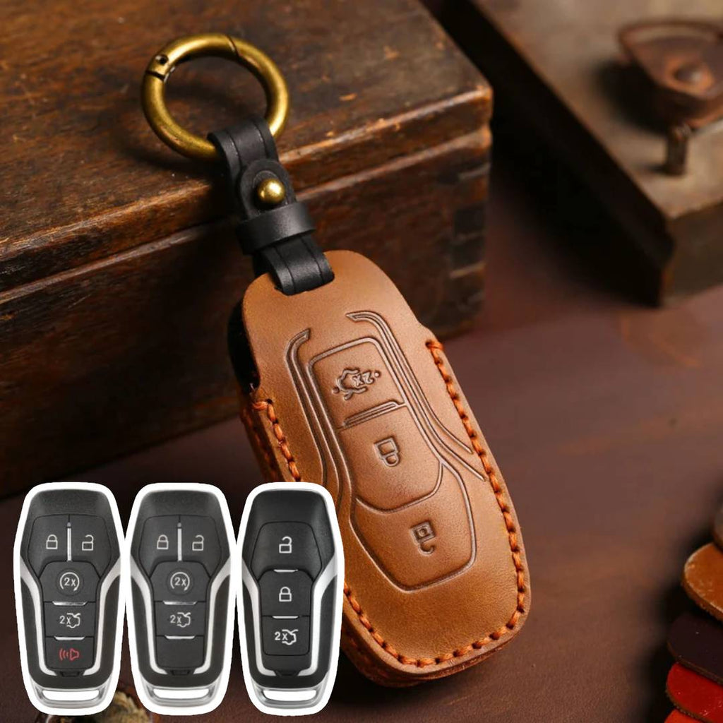 Ford Escort Mondeo EcoSport Edge Mustang Explorer Leather Car Key Cover 3,4,5 Button