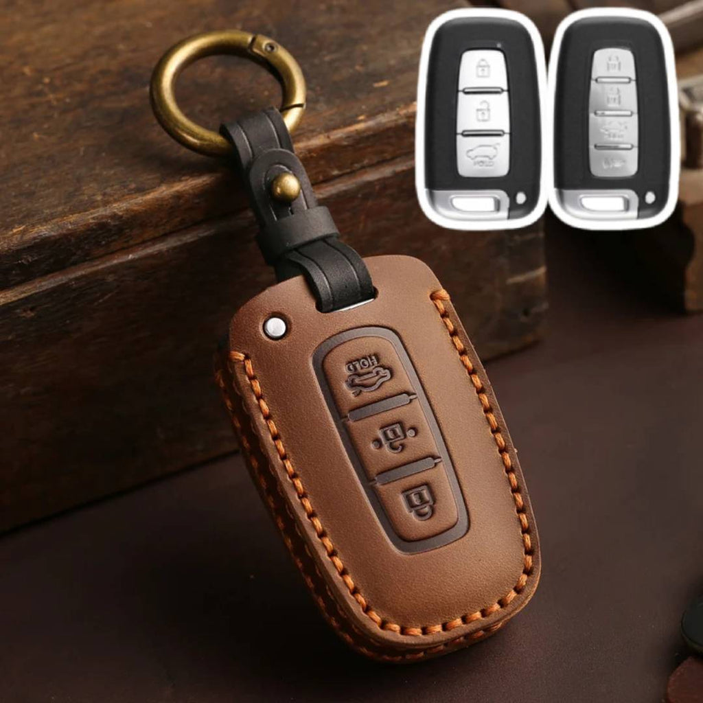 Hyundai Ix35 Sonata 8 Kia K2 K5 Leather Car Key Cover 3,4 Button