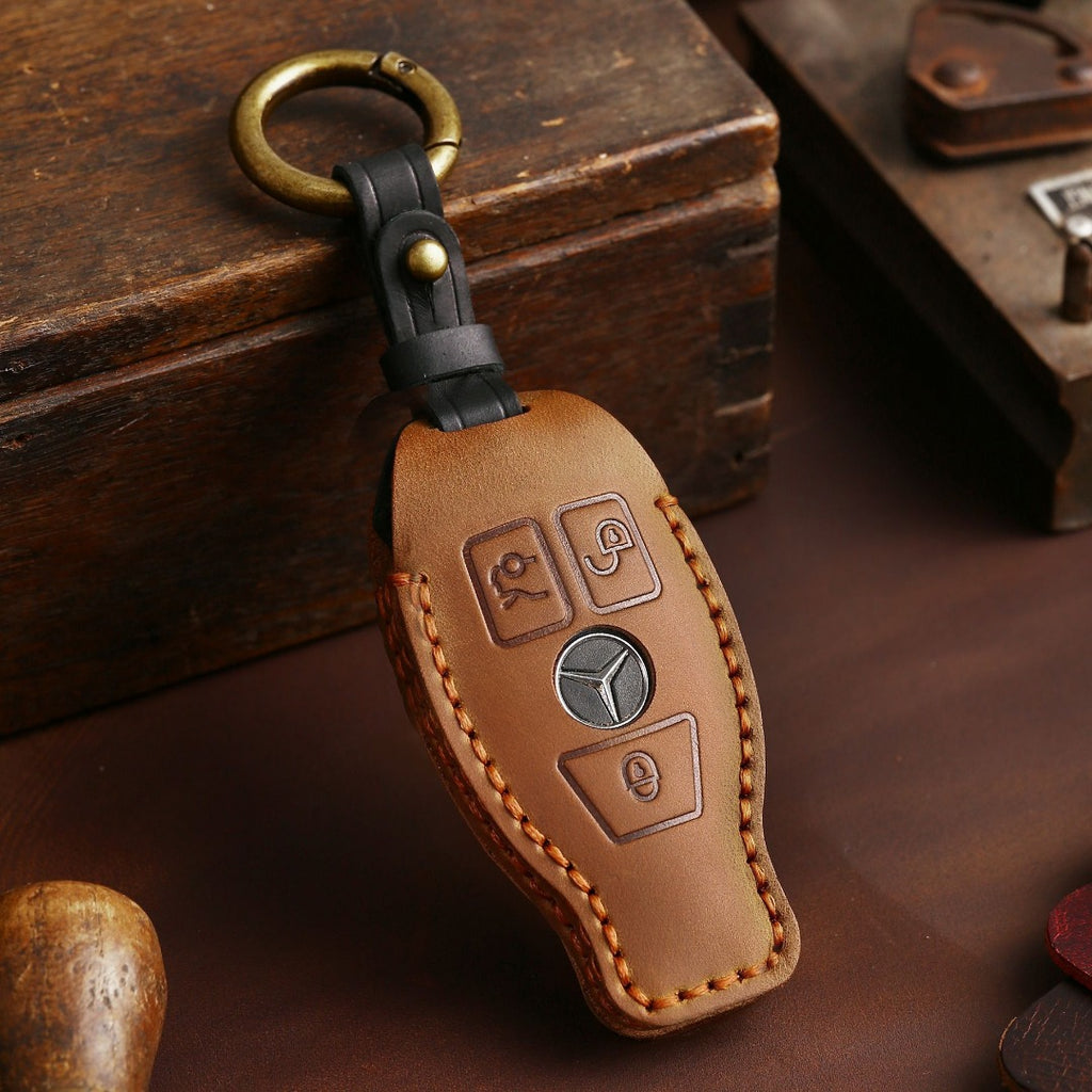 Carsine Mercedes Benz Leather Car Key Cover 2,3 Button Black / 2 Button