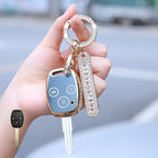 Carsine Honda Car Key Case Golden Edge 3 Buttons / Grey / Key case + O chain