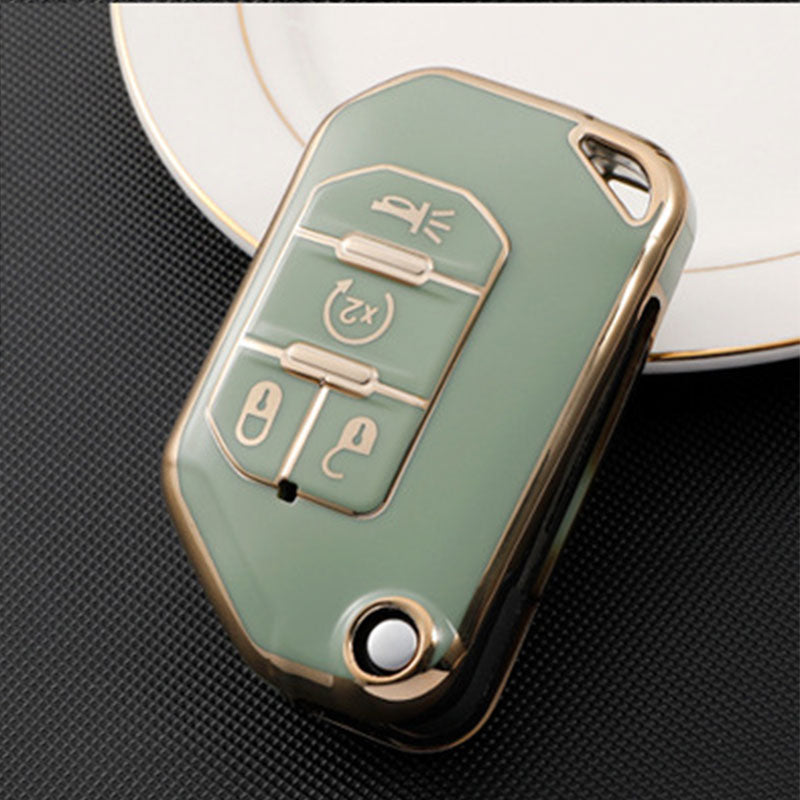 Carsine Jeep Dodge Chrysler Car Key Case Golden Edge