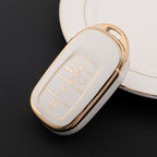 Carsine Honda Acura Car Key Case Golden Edge White / 4 buttons