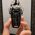 Carsine Audi Car Key Cover Silver Edge Black / Key case