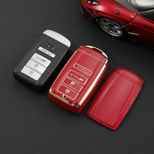 Carsine Honda Acura Mdx Rdx Car Key Case Golden Edge White / 4 buttons
